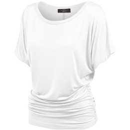 MBJ Women's Solid Short Sleeve Boat Neck V 